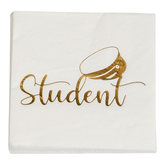 Napkins with student motif gold 16x - 33x33 cm