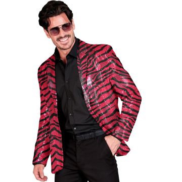 Pink Sequin Jacket with Zebra Print