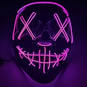 Spooky Halloween LED mask - Pink skull with cross