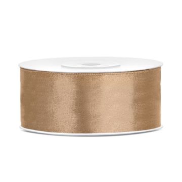 Light gold satin ribbon - 25 mm x 25 m