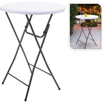Round high table in white Ø 80 cm with black metal frame