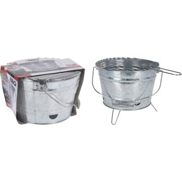 Grill Bucket with Zinc Finish and Grate, 22 cm high