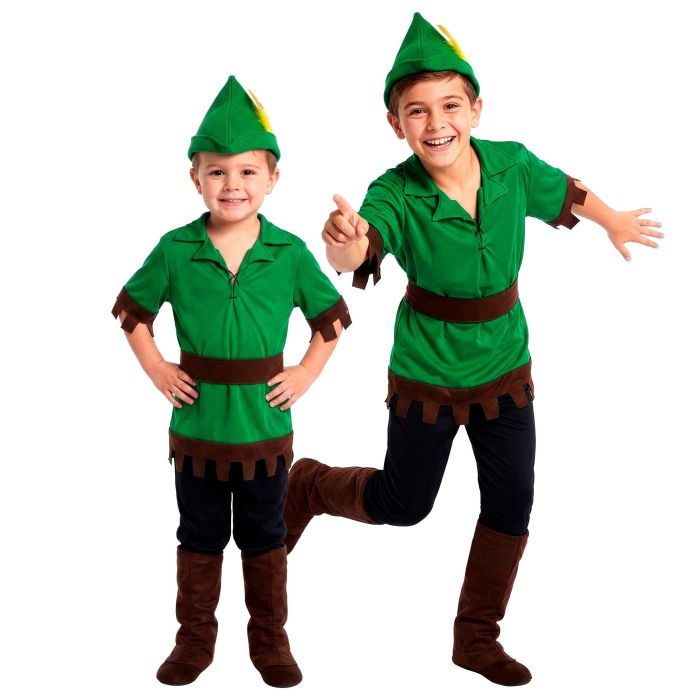 Robin Hood costume with boot covers for boys