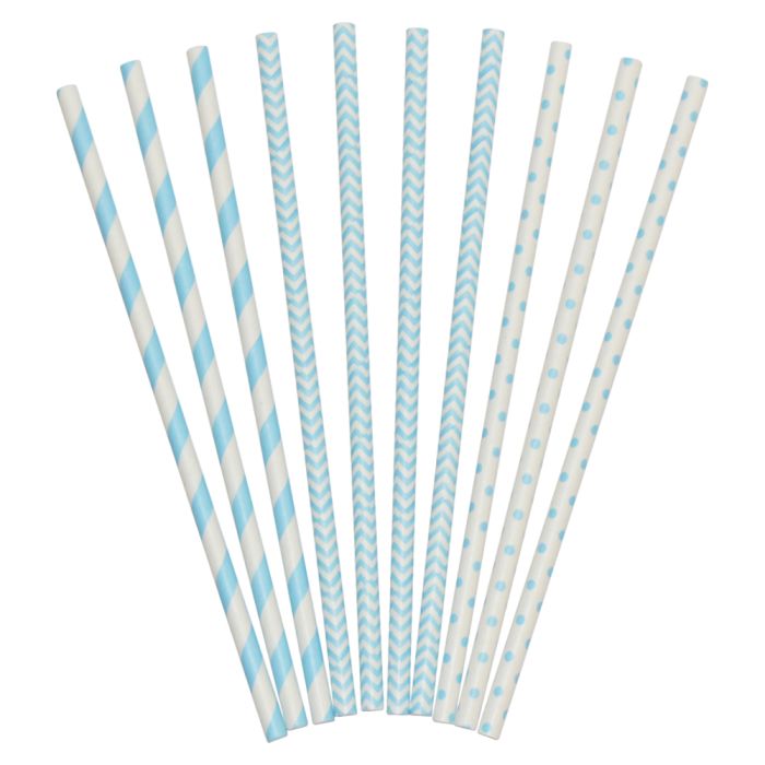 Paper straws blue mix 24x
