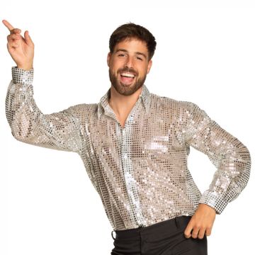 Sequin disco shirt in silver
