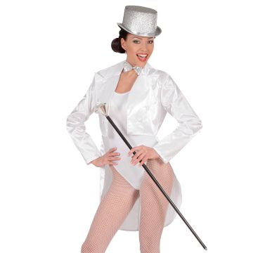 White satin jacket with tails for women