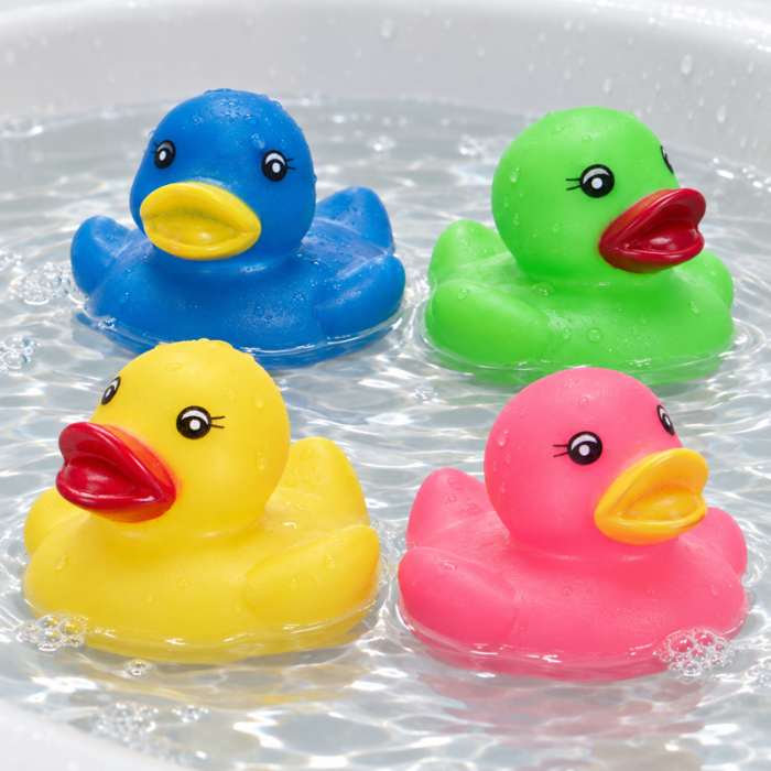 Rubber Ducks - 4 pcs in Assorted Colours - 55 mm