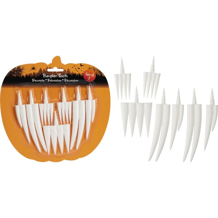 Plastic Pumpkin Teeth for Halloween, 7 pcs