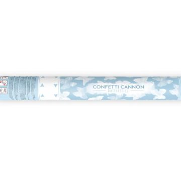 Confetti tube with white butterflies 40 cm