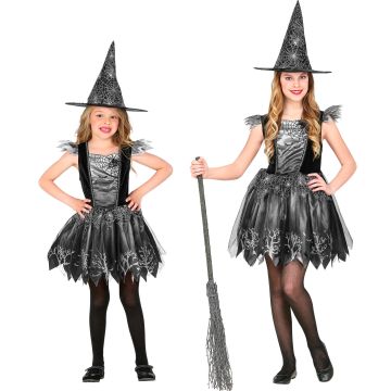 Witch Costume for Girls with Spiderweb - 2 Pieces