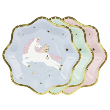 Pastel unicorn paper plates 6x - 18x18 cm