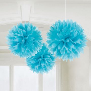 Pom Poms in Light Blue 3x - 40 cm