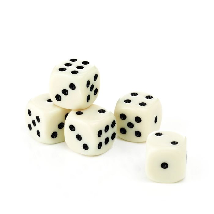 Classic Dice 16 mm white 5x original size