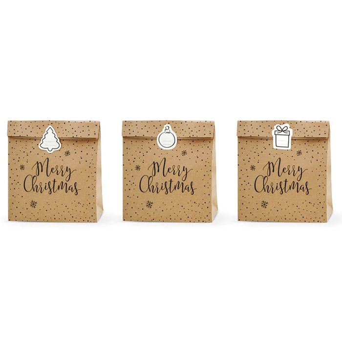 Merry Christmas gift bags 3x - 27 cm