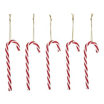Candy cane decorations with golden string for Christmas tree 5x Det Gamle Apotek