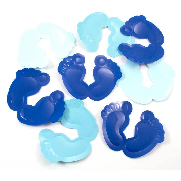 XL light blue confetti with baby feet