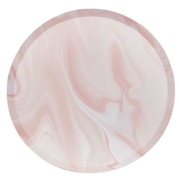 Pink Marbled Plates 8x - 25 cm