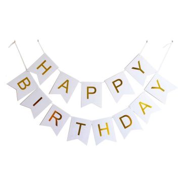 Happy birthday bunting light blue and gold