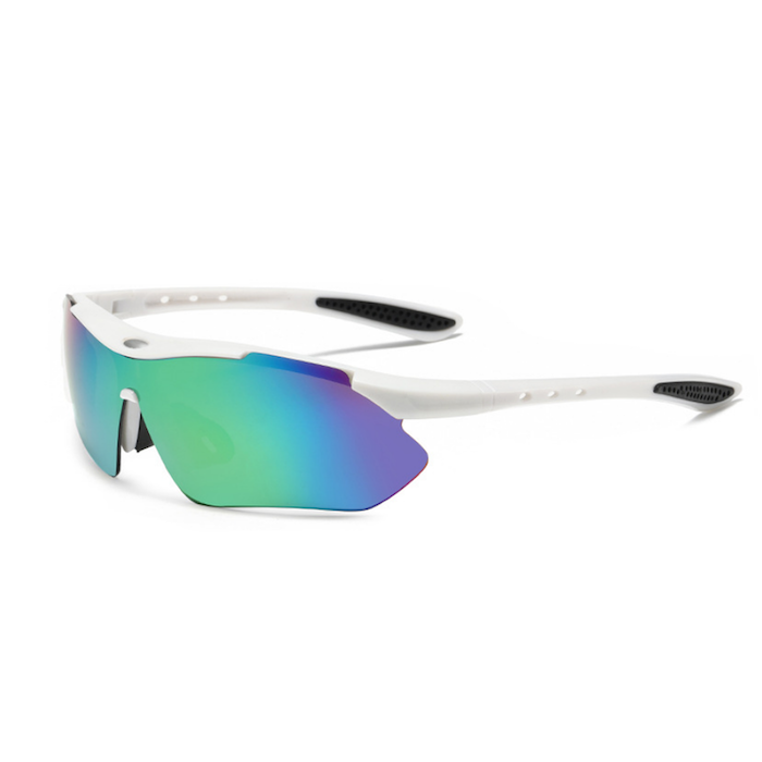 Running glasses white with blue mirror reflection - one size