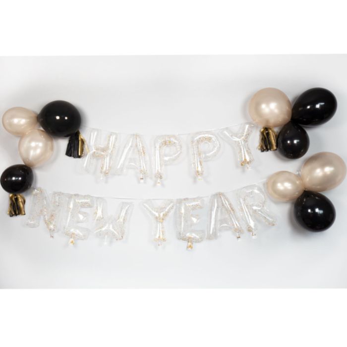 Happy New Year garland gold and black - 5m