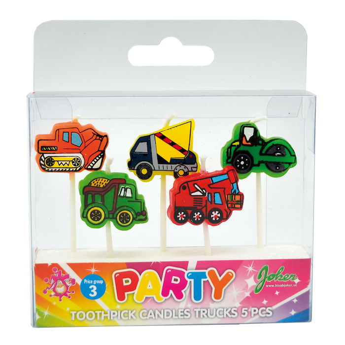 Cake candles with trucks and excavators 5x