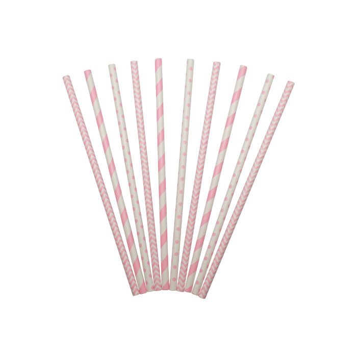 Paper straws pink mix 24x