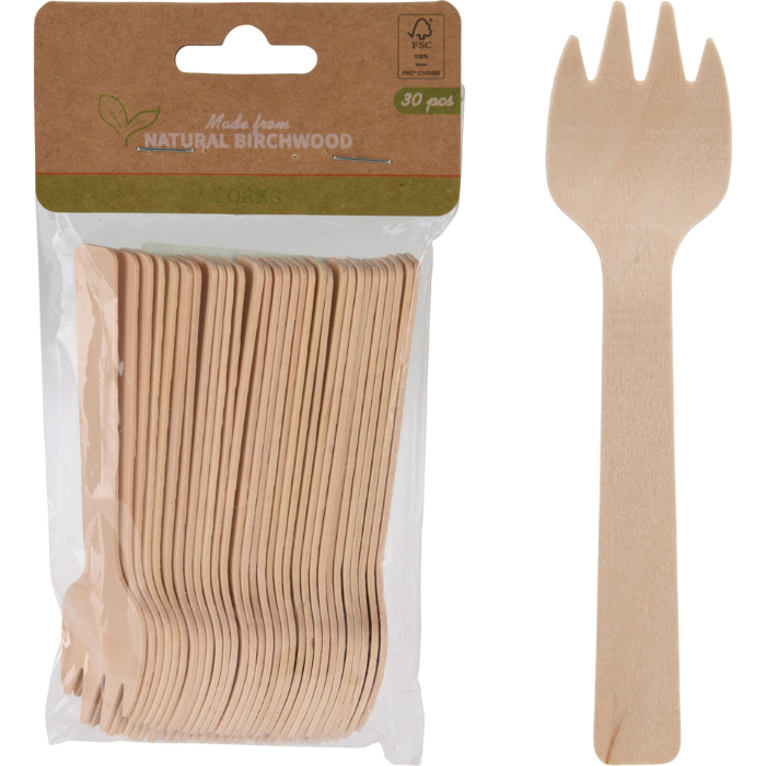 Birch wood fork 9.5 cm - 30x