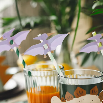 Paper straws with dinosaur design 6x - 19 cm