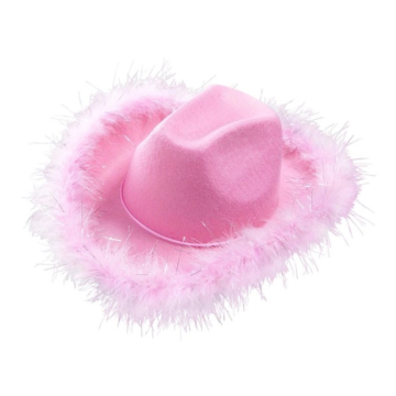 Pink plush cowboy hat