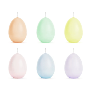 Pastel Easter Egg Candles 6x - 7 cm