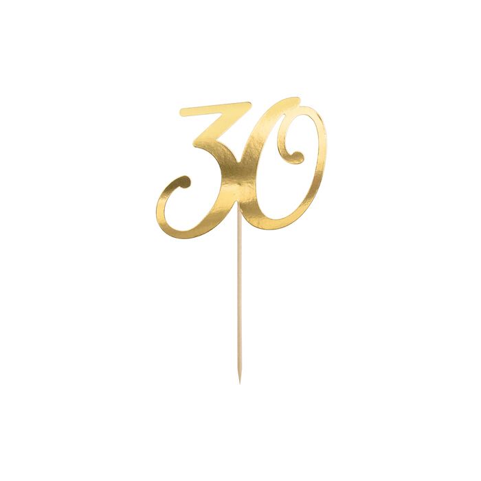 30th birthday cake decoration gold - 20.5 cm