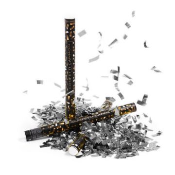 Silver confetti tube 60 cm PartyVikings - Metallic Rectangular