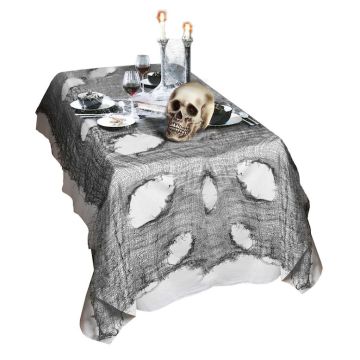Frayed black Halloween tablecloth 60x300 cm