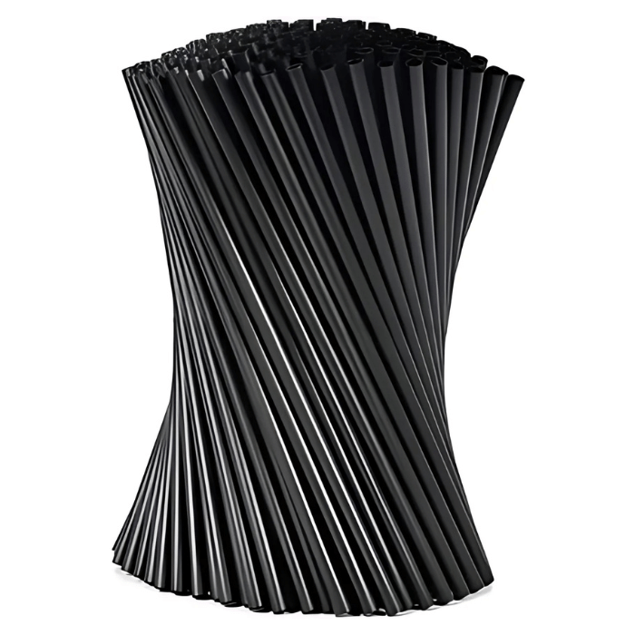 Straws black 200x6mm reusable 250x plastic