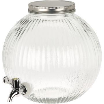 Ribbed Glass Drink Dispenser with Tap 5.5 Litres