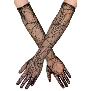 Black spider web net gloves - one size