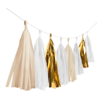 Garland with White & Gold Tassels - 4 metres