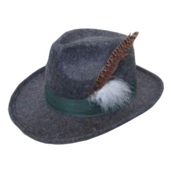Tyrolean hat for Oktoberfest Bavaria grey deluxe unisex one-size