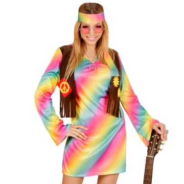 Hippie dress with fringed waistcoat and headband