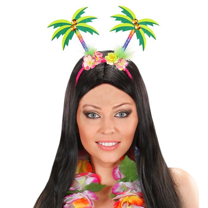 Pink Hawaii hairband with colourful palm trees - onesize