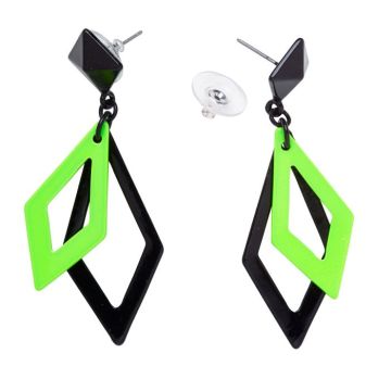 Neon 80s earrings green in square shape