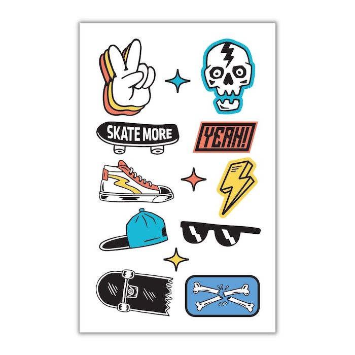 Skate temporary tattoos 13x
