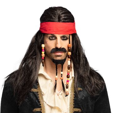 Pirate wig black hair - onesize
