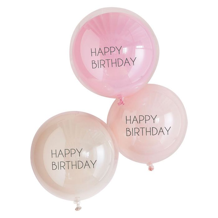 Double Layer Happy Birthday Balloons Pink 3 pcs. - 45 cm