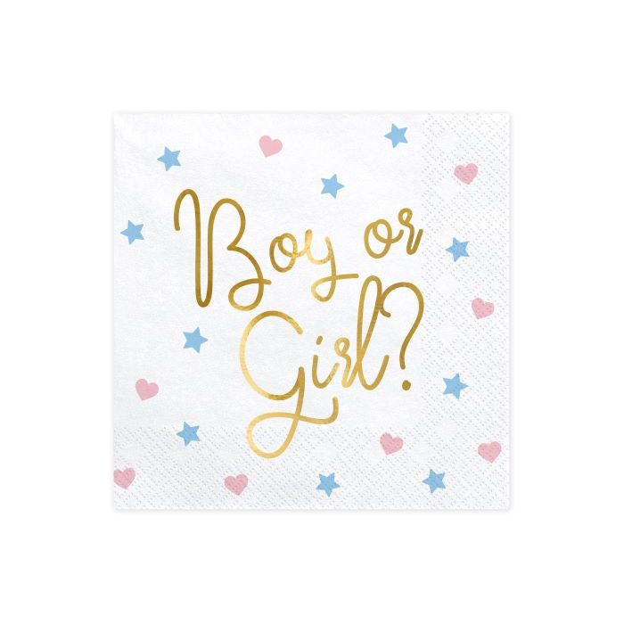 White napkins with gold writing and motifs 20x - 33x33 cm