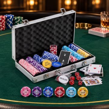 Poker Set 300 Chips 11.5g Aluminium Case High Stakes PartyVikings