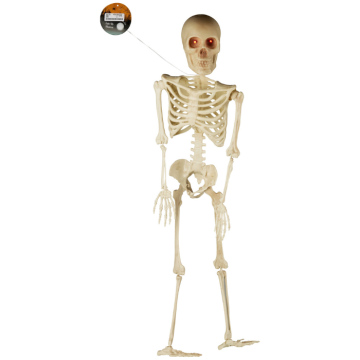 Halloween skeleton with glowing eyes 91 cm