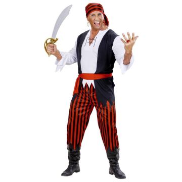 Red/black striped pirate costume for men