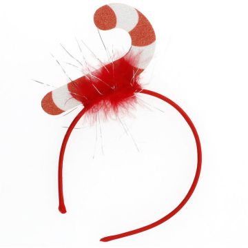 Red Christmas Headband with a Candy Cane