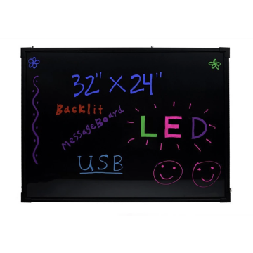 LED sign with glow-in-the-dark markers